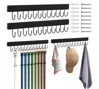 Muross 4 Pcs Belt Hanger Wall Mount, Wooden Closet Belt Rack with 12 Rotatable Metal Hooks, Tie Hanger Organizer Space Saving Storage for Wardrobe, Closet, Bedroom