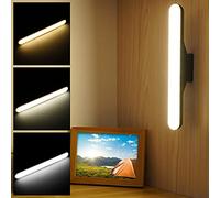 Muross Dimmable Touch Light Bar Wall Reading Light Stick On Bunk Bed Lamp Wall Mounted Lamp 3 Color Reading Lamp LED USB Rechargeable Bar Lights wtih Built-in 2300mAh Battery Stick Magnet Mount for Ca