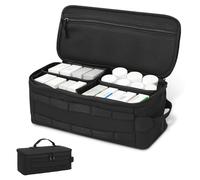 Muross First Aid Bag Empty, Pill Bottle Organizer Bag with Zipper, Net Bags& Adjustable Divider, Portable Travel Pill Carrying Case for Home Outdoor Emergency Traveling(Black)