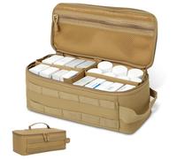 Muross First Aid Bag Empty, Pill Bottle Organizer Bag with Zipper, Net Bags& Adjustable Divider, Portable Travel Pill Carrying Case for Home Outdoor Emergency Traveling(Tan)