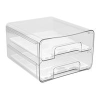 Muross Fridge Drawers with Lids Stackable Pull Out Fridge Storage Containers Double Layer Clear Plastic Refrigerator Organizer Bins with Drain Tray for Kitchen Refrigerator Cabinets