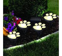 Muross Paw Print Solar Lights 4 in 1 Waterproof Garden LED Decor Lamp for Patio, Lawn, Yard, Pathway Outdoor Decorations (Warm Light, Black)