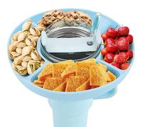 Muross Snack Ring for Cup 40 oz, 4 Compartment Snack Container, Safe Silicone Cups Snack Tray, Reusable Cups Snack Platters, Portable Effortless to Clean Snack Ring for Stanley Cup Accessories (Blue)