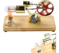 Muross Stirling Engine Motor Kit Steam Heat Electricity Power Generator with LED Light Educational Hot Air Stirling Engine Motor Model Learning Science Experiment Toys for Kids Students(golden)