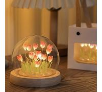Muross Tulip Night Light - Battery Operated Tulip Flower Table Lamp - Cute DIY LED Nightlight - Handmade Bedside Sleep Light - Simulation Flower Furniture Decoration for Home, Desk, Gift