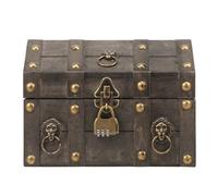 Muross Vintage Treasure Chest Pirate Keepsake Box for Kid Present Pirate Theme Party Wooden Treasure Storage Decorative Box for Jewelry Trinket Vintage Grey or Red or Green(grey-)