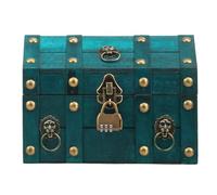 Muross Vintage Treasure Chest Pirate Keepsake Box for Kid Present Pirate Theme Party Wooden Treasure Storage Decorative Box for Jewelry Trinket Vintage Grey or Red or Green(green)