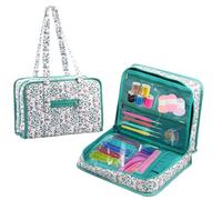 Muross Yarn Storage Portable Bag, Sewing Supplies Storage Bag, Sewing and Craft Accessories with Clear Pocket Knitting Travel Storages Bags for Knitting Crochet