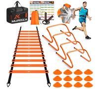 MUROZA Agility Ladder, Agility Speed Training Equipment Set, 20ft Speed Ladder, 12 Soccer Cones, 4 Hurdles, Jump Rope, Running Parachute, Soccer Football Basketball Training Equipment Accessories