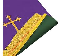 Murphy Robes Scarves-Reversible Lectern Banner Embroidered with Gold Latin Cross Sanctuary Pulpit Scarf, 17 x 36-Inch, Green/Purple