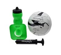 Murphy's Gaelic Football Trainer Set, Size 4 Ball, Kicking Tee, Water Bottle, Pump and Mesh Bag, Gaelic Training Equipment Gift, Green/White/Black