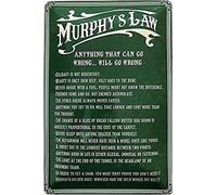 Murphy's Law Funny Metal Sign - Bathroom & Home Wall Decor - 8x12 Inches