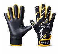 Murphy's Vision Gaelic Gloves, GAA Premium Latex Grip, Ventilated Finger Inset, Adjustable Wrist Strap, Wet Weather Ball Control, Black/White/Amber, 5 - Under 10