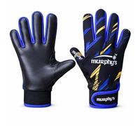 Murphy's Vision Gaelic Gloves, GAA Premium Latex Grip, Ventilated Finger Inset, Adjustable Wrist Strap, Wet Weather Ball Control, Black/Amber/Blue, 4 - Under 8