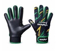 Murphy's Vision Gaelic Gloves, GAA Premium Latex Grip, Ventilated Finger Inset, Adjustable Wrist Strap, Wet Weather Ball Control, Black/Amber/Green, 4 - Under 8
