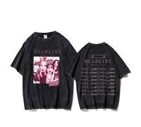MURQ Deadline Album T-Shirt 2025 World Tour Vintage Graphic Washed Oversize Shirt(B,M)