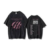 MURQ Deadline Album T-Shirt 2025 World Tour Vintage Graphic Washed Shirt(B,L)