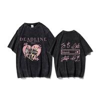 MURQ Deadline Album T-Shirt 2025 World Tour Vintage Graphic Washed Shirt(D,M)