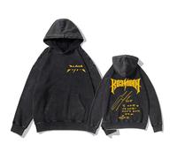 MURQ RICH MAN Hoodie Support Printed Merch Sign Vintage Graphic Washed Shirt(G Washed black,XL)