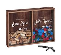 Murrano Cork & Bottle Caps Collector for Couples - Mounted Wooden Box with a Transparent lid - for Pairs - Personalised Wedding Gift - Forever