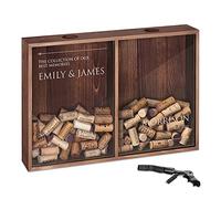Murrano Cork & Bottle Caps Collector for Couples - Mounted Wooden Box with a Transparent lid - for Pairs - Personalised Wedding Gift - Memories