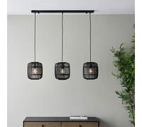 murray 3 light dark wooden pendant ceiling light in matt black