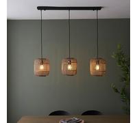 murray 3 light natural wood pendant ceiling light in matt black
