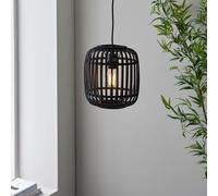 murray dark bamboo wood pendant ceiling light in matt black