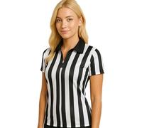Murray Sporting Goods Women's Collared Referee Shirt | Women's Officials Jersey, Halloween Costume, or Waitress Uniform, Black & White, S