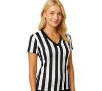 Murray Sporting Goods Women's Referee Shirt | Women's V-Neck Officials Jersey, Halloween Costume, or Waitress Uniform, Black & White, M