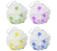 MURRI&MURRDI Body Shower Puff, Body Scrubber Bath Sponge 4 Pack, Exfoliating Bath Sponge Loofah Shower Sponge, Cute Shower Wash Puff (4 Colour)