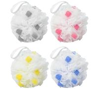 MURRI&MURRDI Body Shower Puff, Body Scrubber Bath Sponge 4 Pack, Exfoliating Bath Sponge Loofah Shower Sponge, Cute Shower Wash Puff (4 Colour-2)
