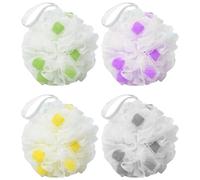 MURRI&MURRDI Body Shower Puff, Body Scrubber Bath Sponge 4 Pack, Exfoliating Bath Sponge Loofah Shower Sponge, Cute Shower Wash Puff (4 Colour-3)