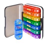 MURRI&MURRDI Large Pill Organizer 4 Times a Day, Portable 7 Day Pill Box with Moisture-Proof Case, Weekly Pill Container for Vitamins Fish Oils Medications Supplements (28 Cells, B Multi-Colored)
