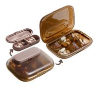 MURRI&MURRDI Mini Travel Pill Case Organizer, 6 Compartments Small Pill Storage Box Daily, Portable Tiny Medicine Holder Container One Day for Pocket Purse, Lightweight Detachable, Coffee