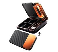 MURRI&MURRDI Pill Organizer with Pill Splitter Pill Cutter, Portable Pill Crusher for Purse Pocket, Pill Cutter for Small or Large Pills, Small Medicine Case 4 Cells Vitamin Dispenser Holder (D Black)