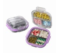 MURRI&MURRDI Pocket Pill Case Box, Pill Dispenser 7 Compartments, Weekly Medication Organiser, Vitamin Medication Case Airtight & Moistureproof (Purple Gray)