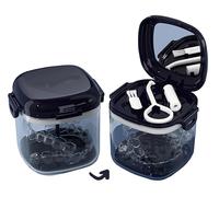 MURRI&MURRDI Retainer Case, Denture Bath Box with Strainer Basket, Mouth Guard Case, Braces Cleaner Cup, Cute Denture Holder Night Guard Storage Soak Container for Travel Cleaning (A Blue)