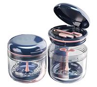 MURRI&MURRDI Retainer Case, Denture Bath Box with Strainer Basket, Retainer Soaking Case, Denture Cup with Lid, Mouth Guard Case, Cute Denture Holder Retainer Storage Soak Container (Dark Blue)