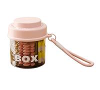 MURRI&MURRDI Small Pill Bottle Container, Cute Pill Dispenser with 4 Compartments, Round Medicine Dispenser Pocket Purse Vitamin Fish Oil Organizer (Pink)