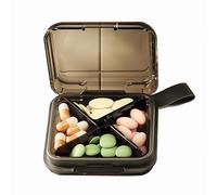 MURRI&MURRDI Small Pill Case, Mini Pill Box for Pocket, BPA Free Medication Organizer, Portable Pill Container with 4 Compartments, Daily Medicine Holder Vitamins Organiser (Black)