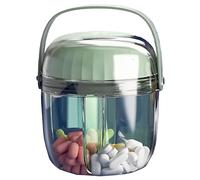 MURRI&MURRDI Small Pill Organizer with 4 Compartments, Portable Pocket Pill Bottle Organizer, Anti-Mixing Pill Dispenser Wide Opening Medication Organizer for Vitamins (Green)