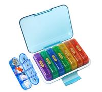 MURRI&MURRDI Travel Pill Organiser 4 Times a Day, Medication Dispenser 7 Day Pill Box with Moisture-Proof Case, Weekly Tablet Organiser for Vitamins Fish Oils (28 Cells, A Multi-Colored)