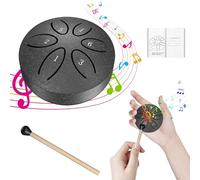 MURRICON 3 Inches 6 Notes Rain Drum for Outside,Steel Tongue Drum Rain Chime,Mini Rain Drum for Garden Instrument,Music Gifts (Black)