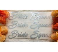 Murrielle Ltd Bride Squad, Bridesmaid, The Bride, Team Bride Iron On T-shirts Transfer Vinyl Wedding Party, Hen Do Party Gift Ideas Silver Vinyl (5 Team Bride)