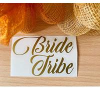 MURRIELLE Team Bride/Bride, Decal Label for Wedding Party champagne flutes glasses/wine glasses MATT FINISHED GOLD (5 BRIDE TRIBE + BRIDE)
