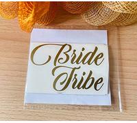 MURRIELLE Team Bride/Bride, Decal Label for Wedding Party champagne flutes glasses/wine glasses MATT FINISHED GOLD (10 BRIDE TRIBE + BRIDE)