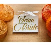 MURRIELLE Team Bride/Bride, Decal Label for Wedding Party champagne flutes glasses/wine glasses MATT FINISHED GOLD (11 Labels)