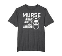 Murse A Man A Myth and A Legend - Male Nurse Nursing T-Shirt, Men's Big and Tall, Dark Heather Grey, 2X Tall