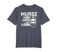Murse A Man A Myth and A Legend - Male Nurse Nursing T-Shirt, Men's Big and Tall, Heather Blue, 6X Tall